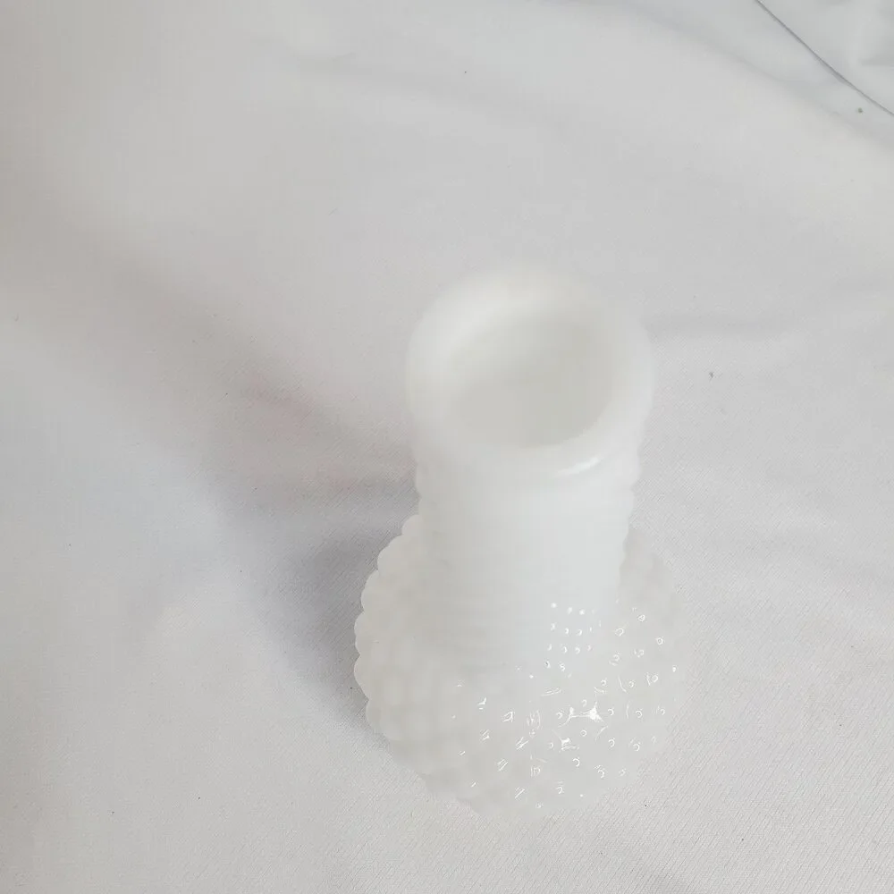 White Milk Glass Hobnail Vase